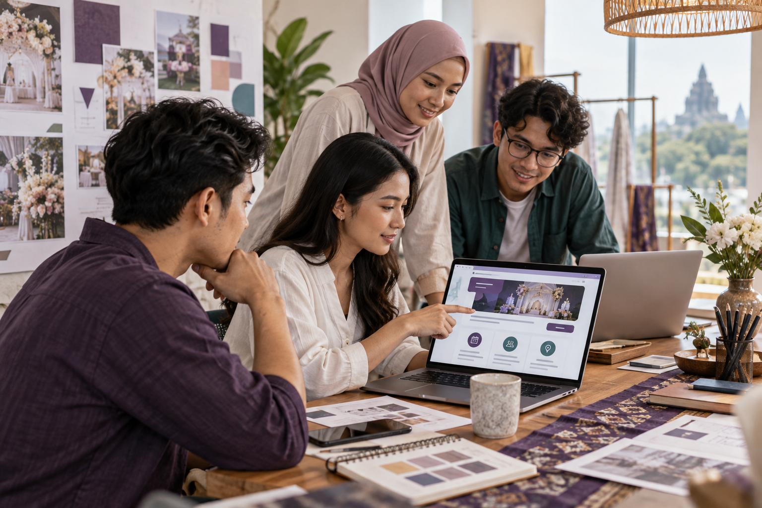 Calon peserta membuka halaman registrasi event melalui laptop