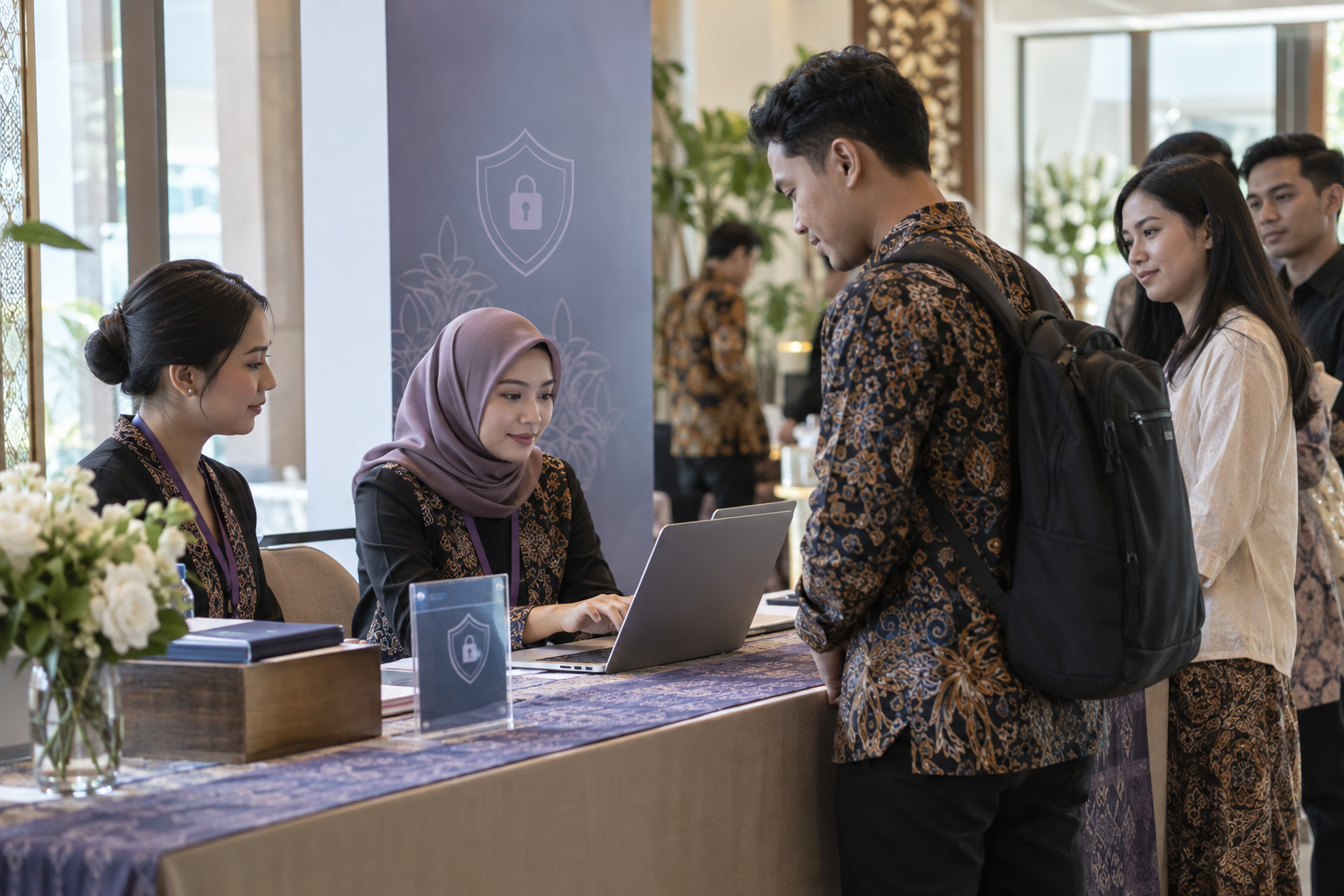 Petugas event mengelola data peserta dengan perlindungan privasi